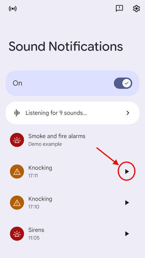 Press the Play button to hear a recording